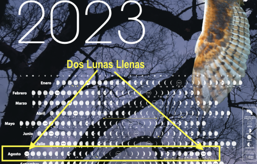 calendario con mes de agosto y sus Lunas Llenas